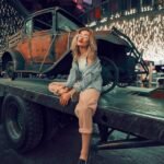 Woman’s solitude on a utility trailer